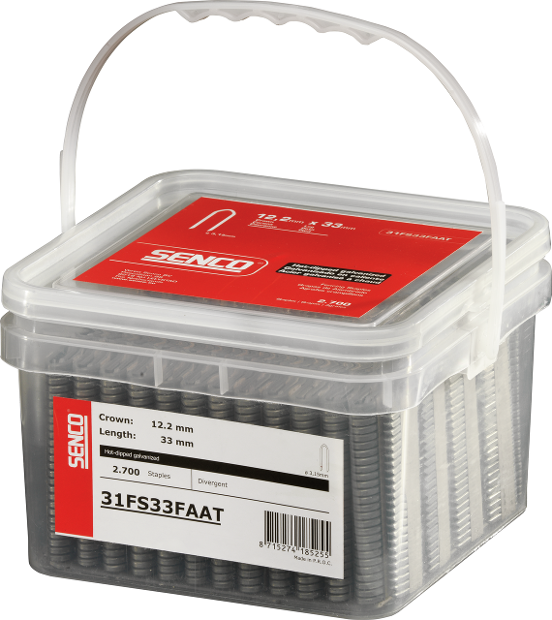 Senco 33mm 10G Divergent-point Staples (2700pk with Gas)